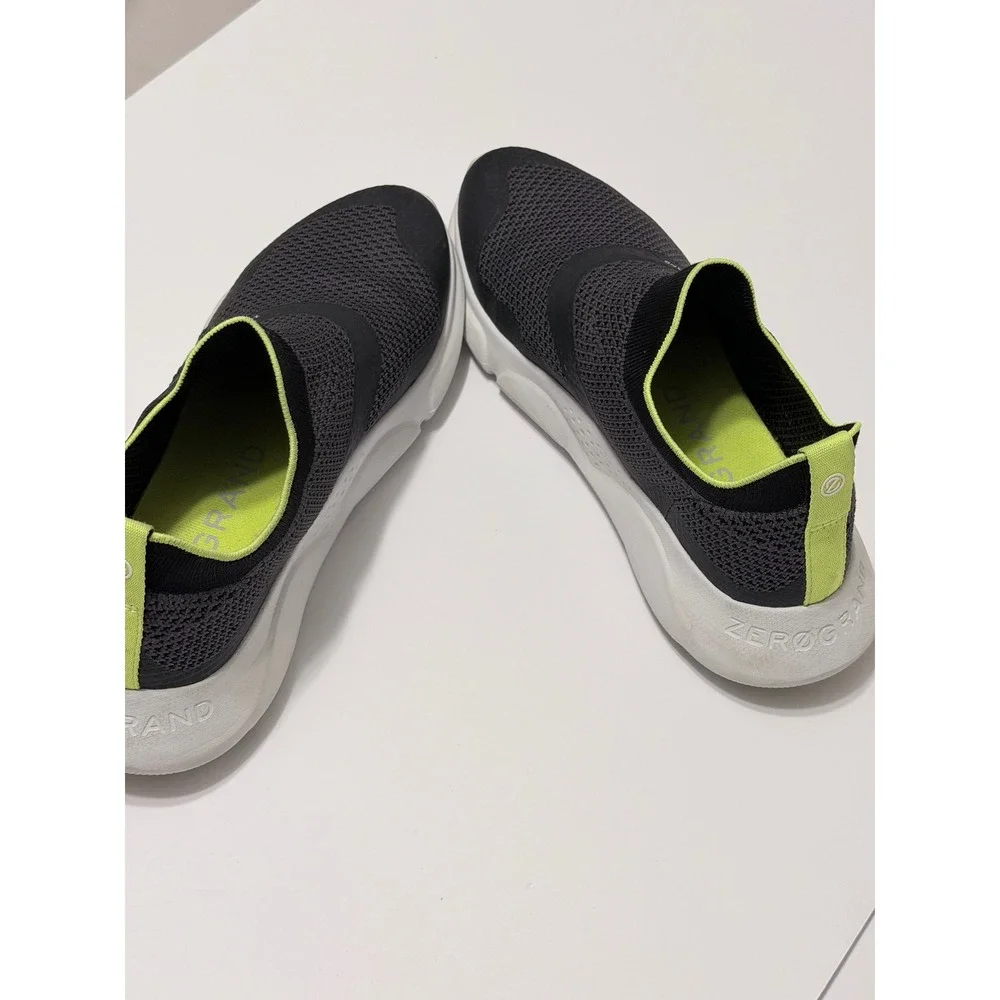Cole Haan Zerogrand Women 9B Gray Neon Green Knit Slip On Sneakers W21296